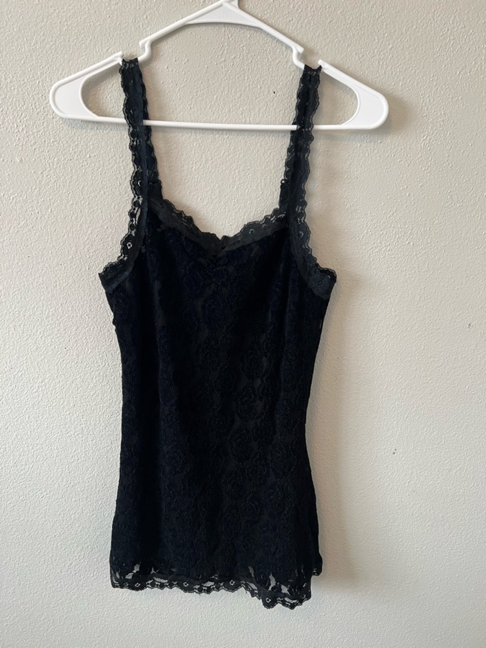 Vintage Black Lace Fitted Camisole Tank Top Mystree Y2K Whimsigoth Vampire Layer